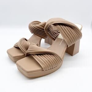 Dolce Vita Pilton Pleated Strap Platform Slide Sandals Cafe Stella Size 11